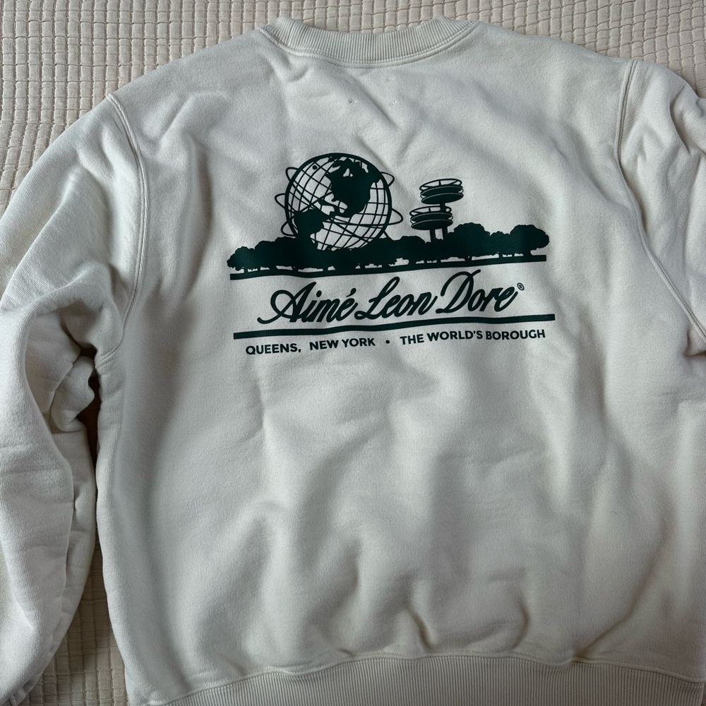Aime Leon Dore White Crewneck Sweater with Graphic